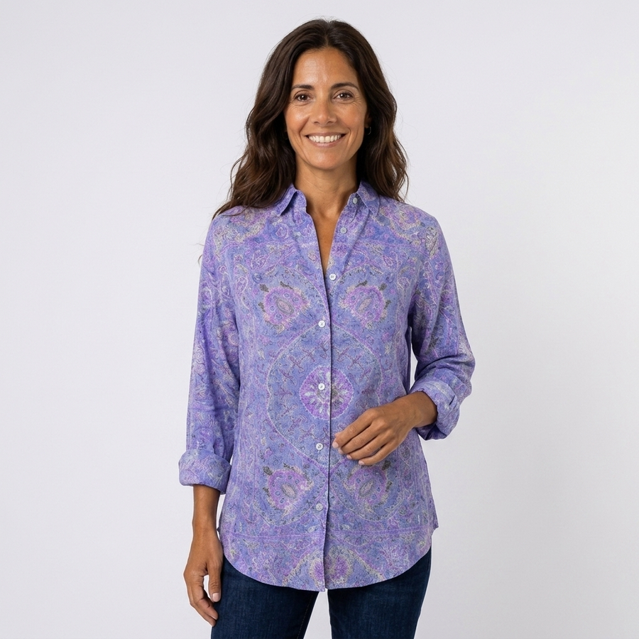 Aitana - Blusa paisley violeta - vista frontal