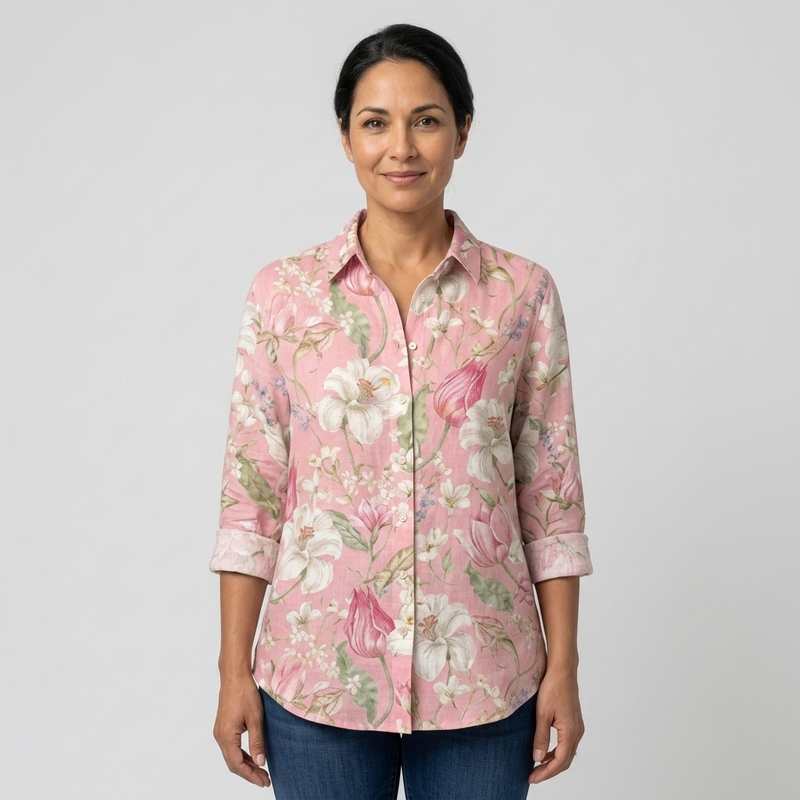 Florencia - Blusa floral rosa pastel - vista frontal