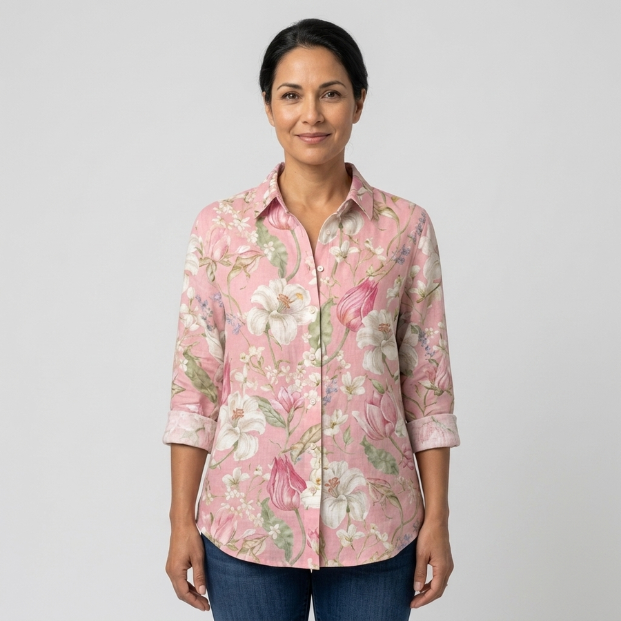 Florencia - Blusa floral rosa pastel - vista frontal