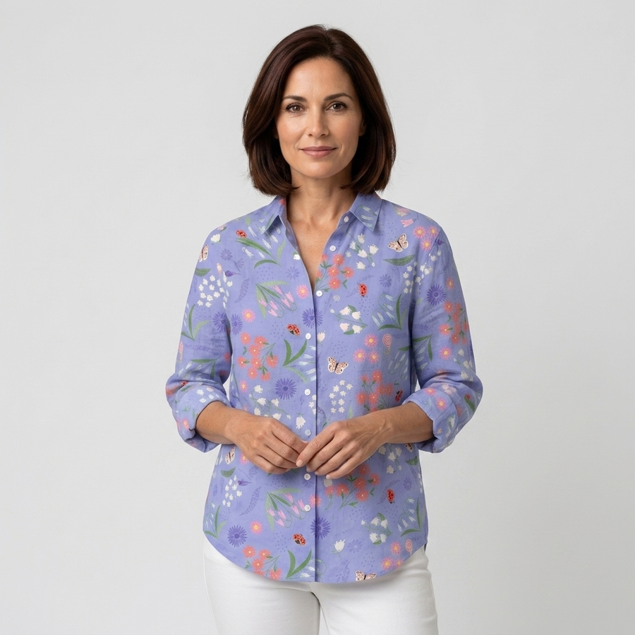 Amelia - Blusa floral lila - vista frontal