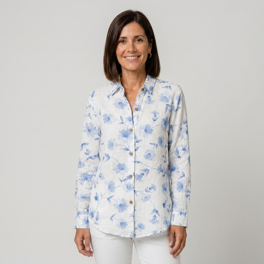 Alba - Blusa floral azul cielo - vista frontal