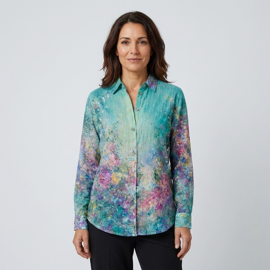 Jade - Blusa artística verde multicolor - vista frontal