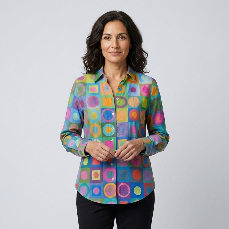 Lucía - Blusa geométrica multicolor - vista frontal