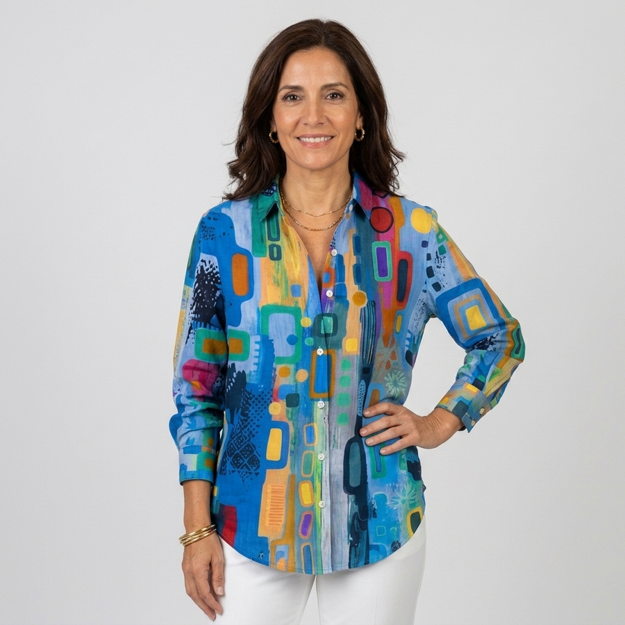 Martina - Blusa abstracta multicolor - vista frontal
