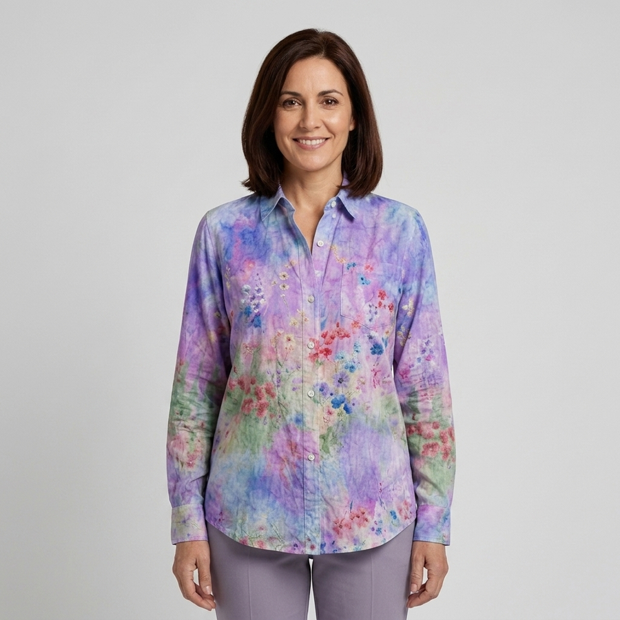 Violeta - Blusa floral lavanda - vista frontal