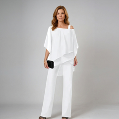 Natalia | Conjunto Elegante de Dos Piezas - Blanco - Frente
