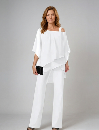 Natalia | Conjunto Elegante de Dos Piezas - Blanco - Frente