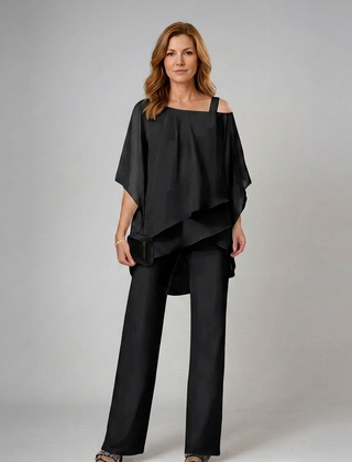 Natalia | Conjunto Elegante de Dos Piezas - Negro - Frente