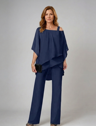 Natalia | Conjunto Elegante de Dos Piezas - Azul Marino - Frente