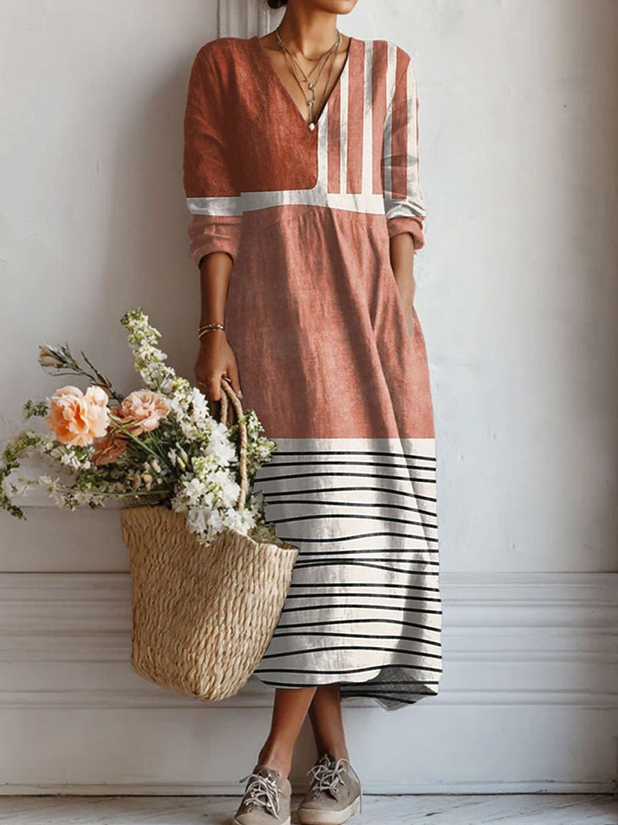 Teresa | Vestido de día sin esfuerzo marrón-gris